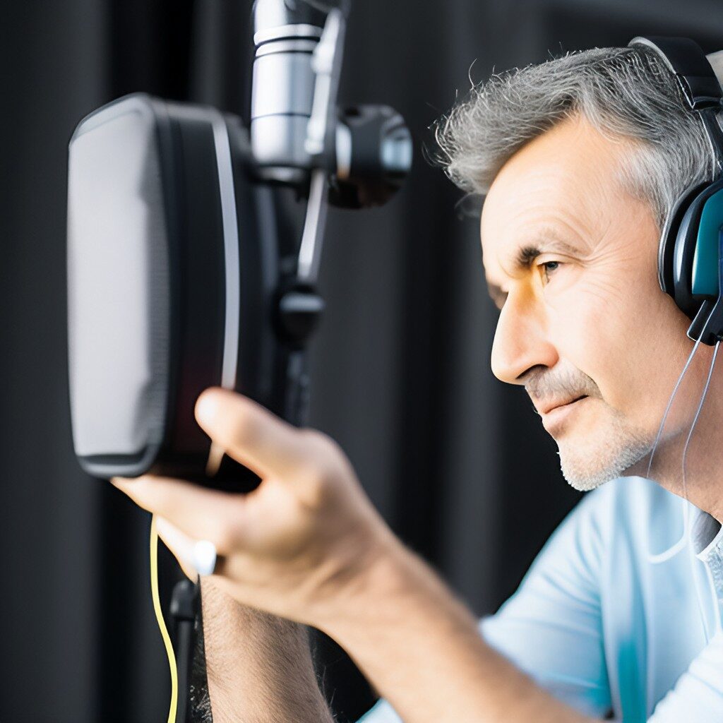 A man doing a voice over job